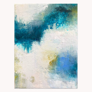 Minor Chords 3 by Arturo Samaniego, abstract painting of turquoise and teal patches broken by white and dark accents